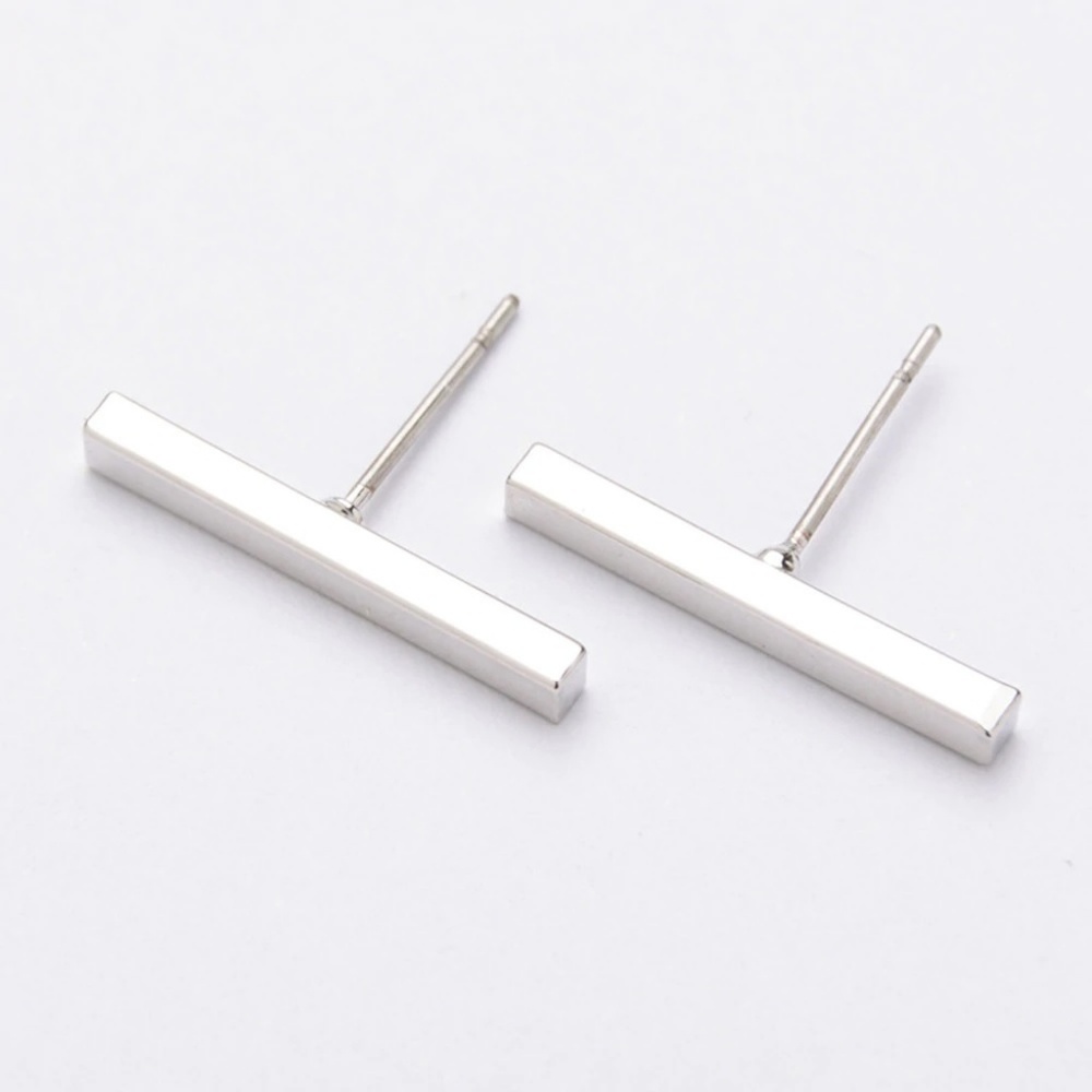 Bar Stud Earrings, Dainty & Minimalist - Picture 2 of 2